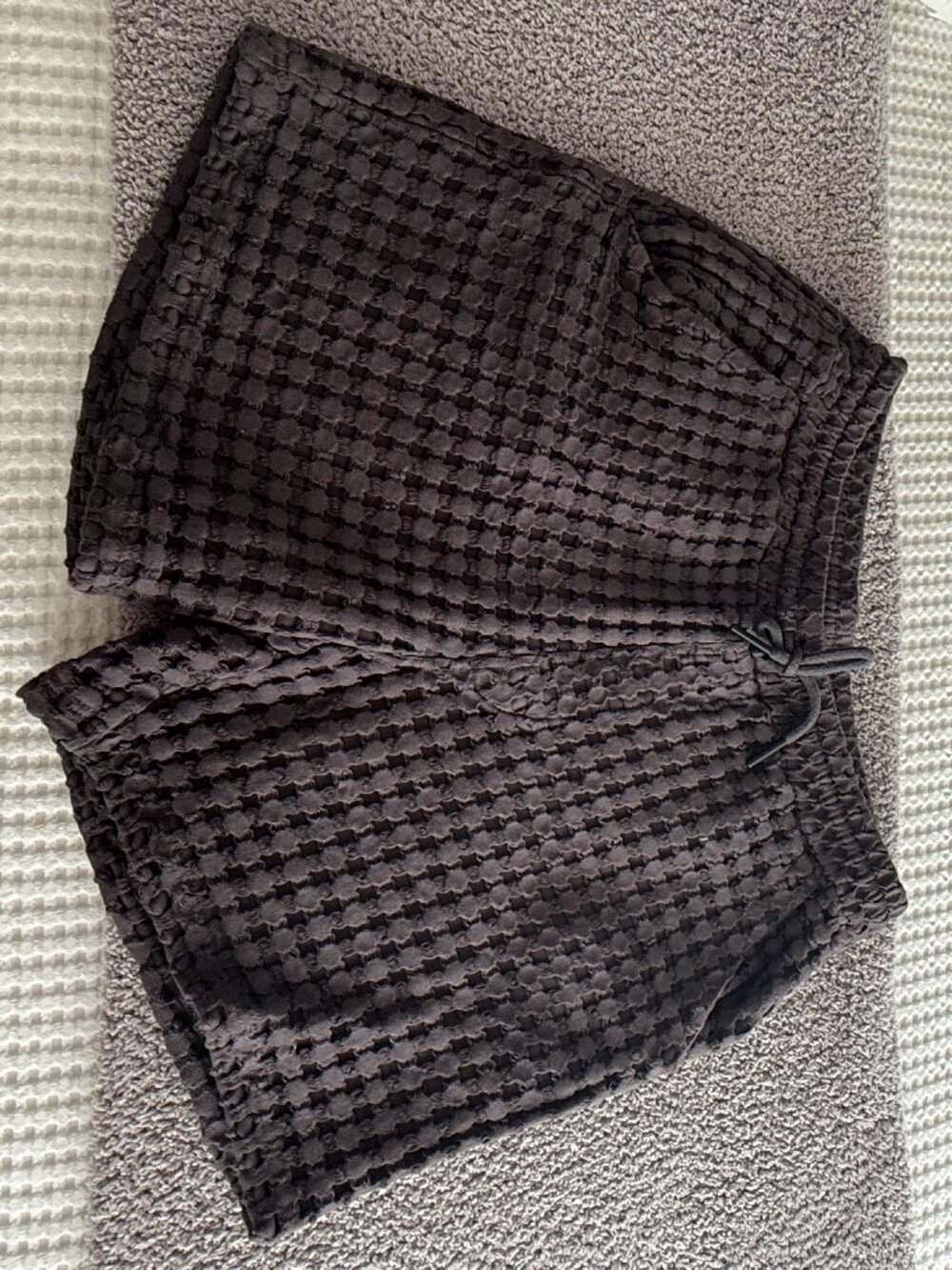 OAS Porto Waffle Knit Shorts Men's Large Charcoal Gray Drawstring